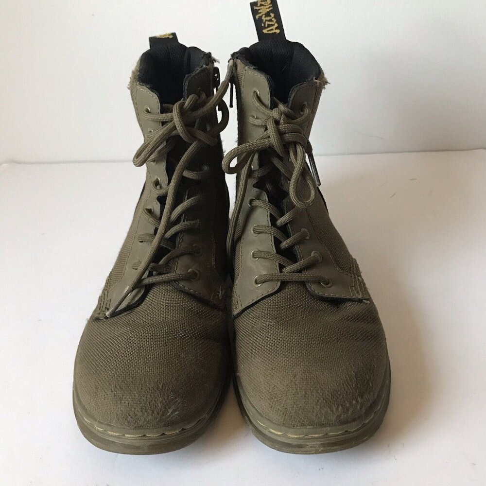 Dr Martens Combs combat army canvas tech boots olive green lace up zip Kid 4M/5‎ - Picture 4 of 7